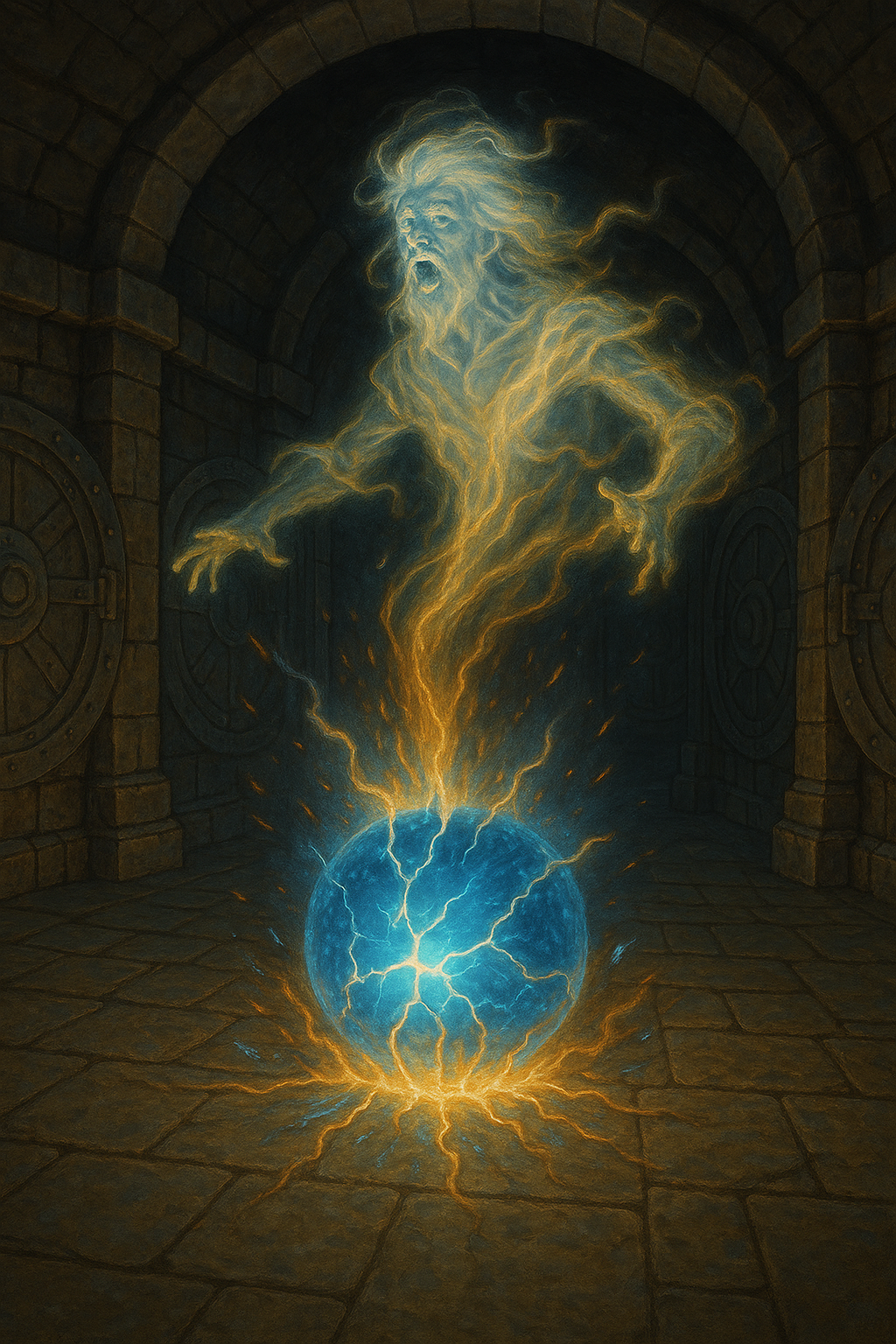 A person with fire coming out of a blue ball

AI-generated content may be incorrect.